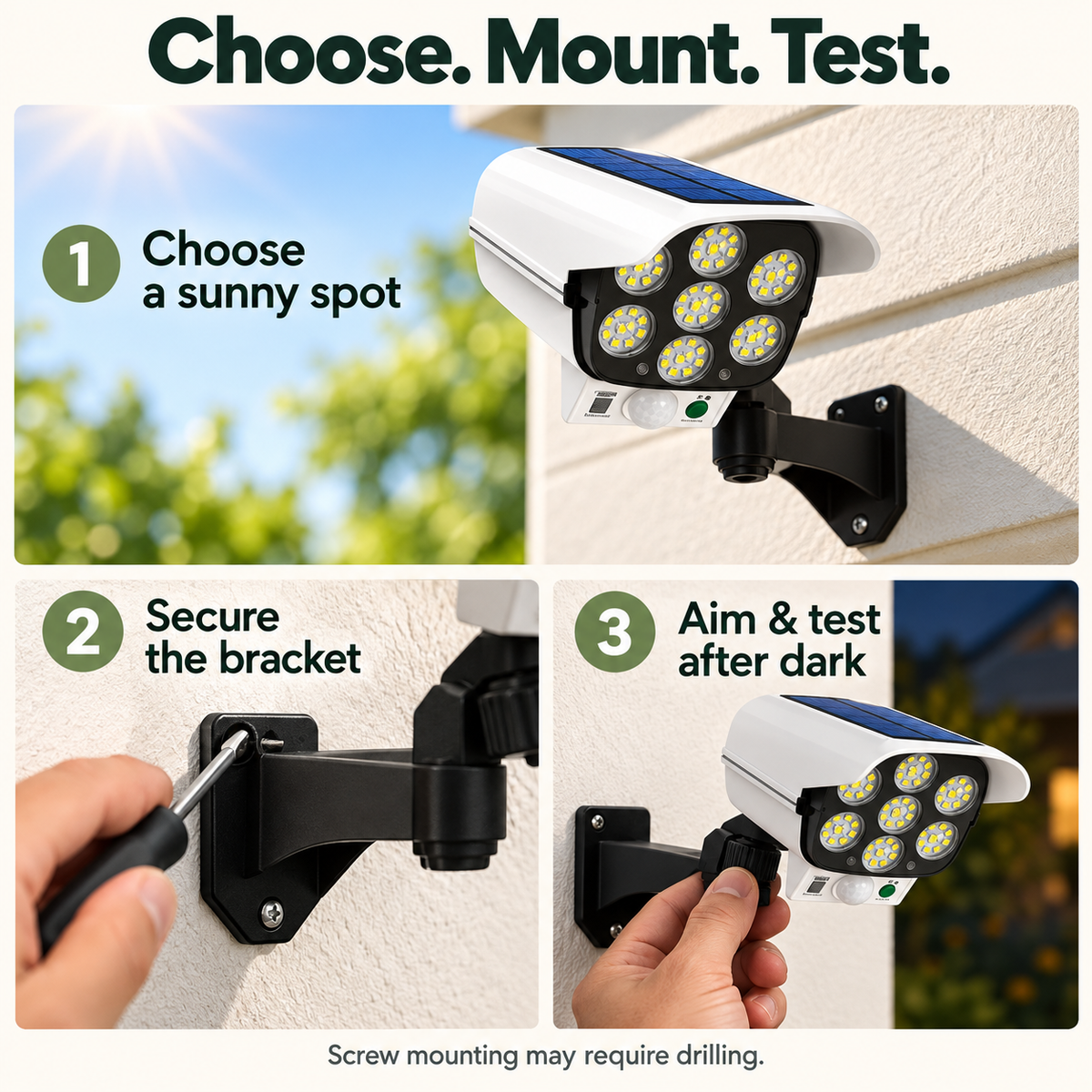 ☀️ Solar Motion Sensor Outdoor Light with Remote — Camera-Style Design