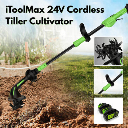 Achandise™ Multifunctional 2-in-1 Cordless Tiller & Cultivator with Telescopic Pole