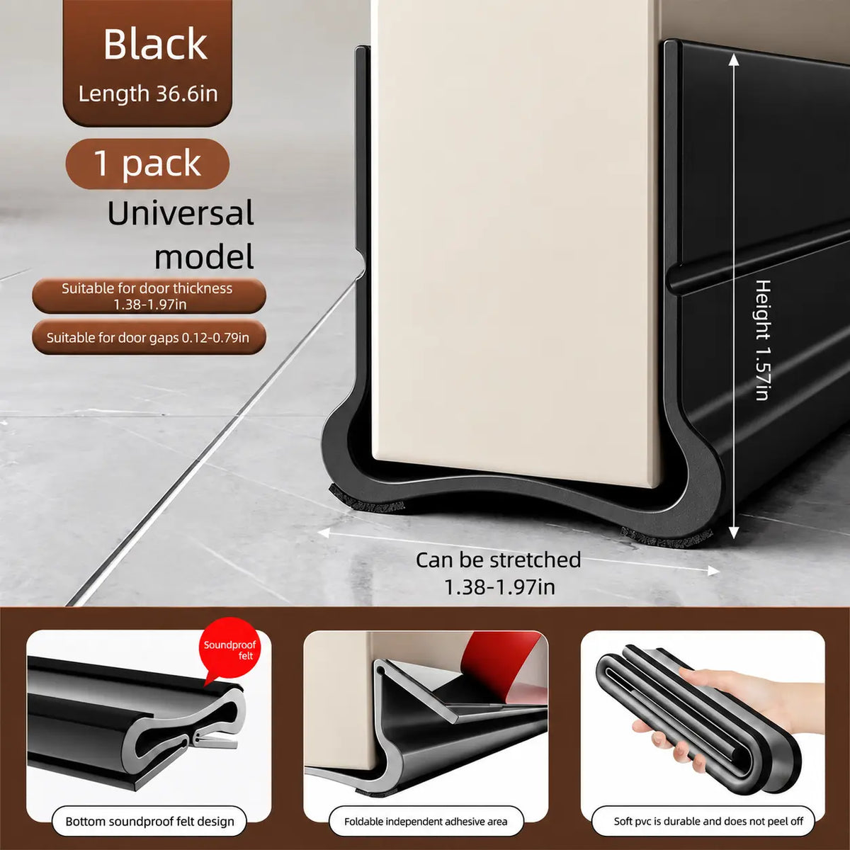 Triple Seal Under-Door Draft Stopper – Self-Adhesive PVC Weather Strip
