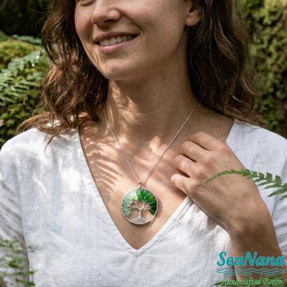 🌳Handmade Tree of Life Sea Glass Necklace