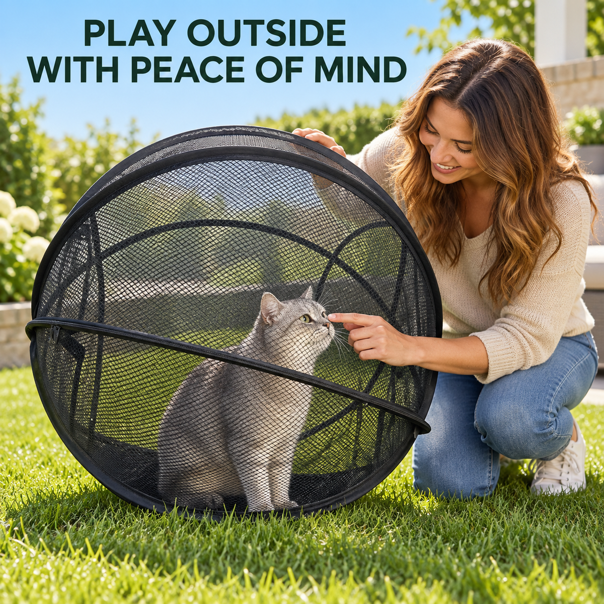 🐱🌿 Achandise Cat Haven™ – Pop-Up Mesh Playpen