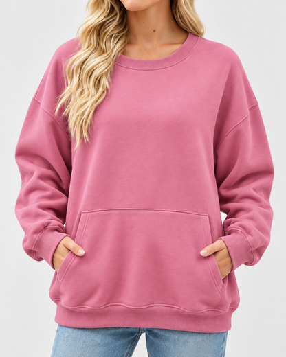 Women's Oversized Long Sleeve Crewneck Sweatshirt with Pocket