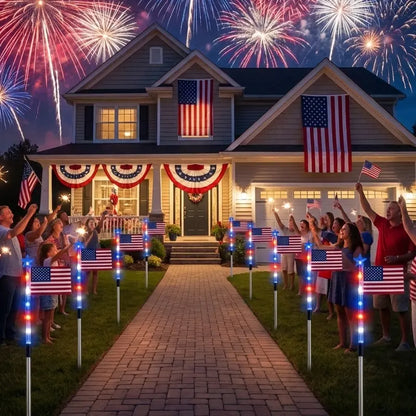 🔥Independence Day Promotion🦅Waterproof Solar 8-Piece Flag Light Set
