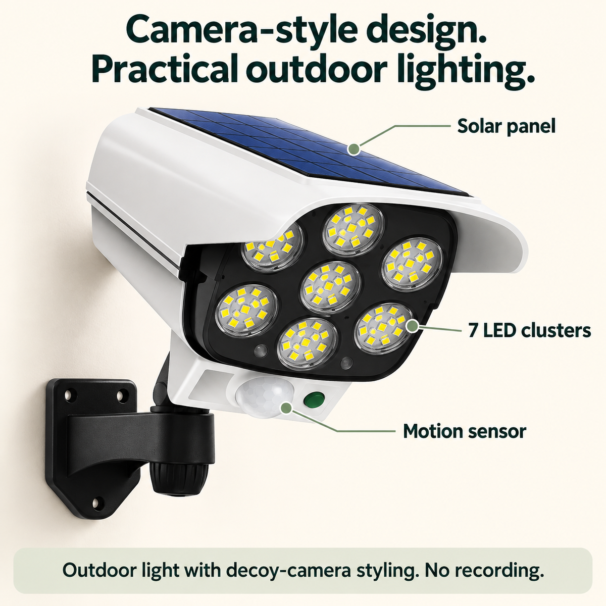 ☀️ Solar Motion Sensor Outdoor Light with Remote — Camera-Style Design