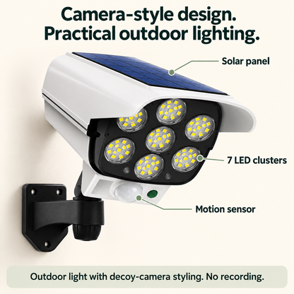 ☀️ Solar Motion Sensor Outdoor Light with Remote — Camera-Style Design