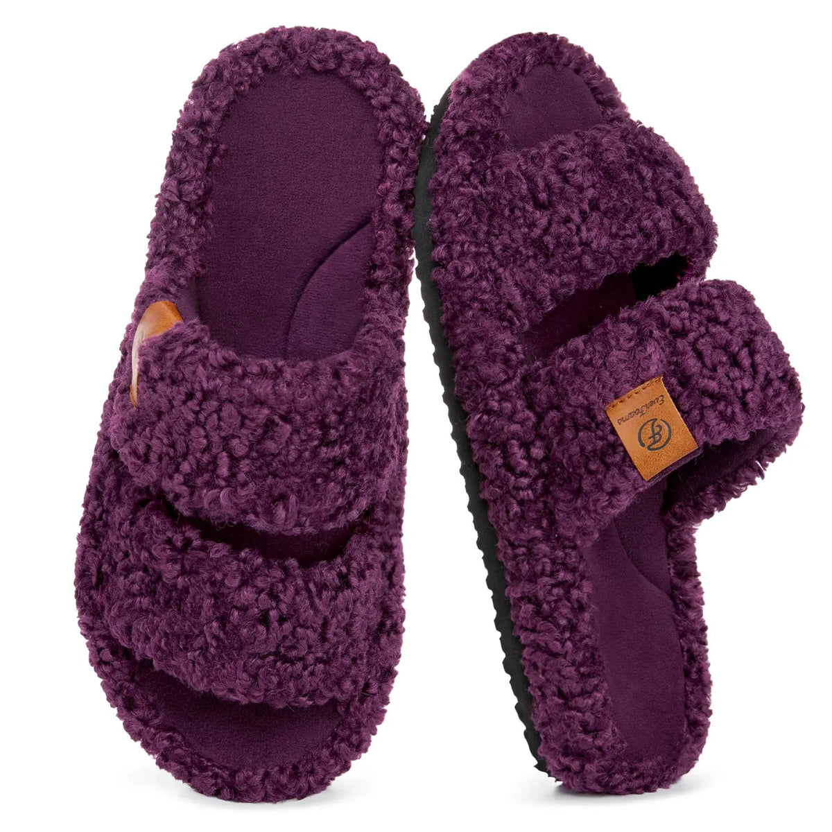 Women's Fuzzy Open-Toe Slippers – Stylish Classic Slides with Soft Memory Foam, Non-Slip Rubber Sole, Perfect Cozy Footwear ,Girl Fur Flipflop Walking Shoes Fluffy Modern Sleeper Slip On Clog