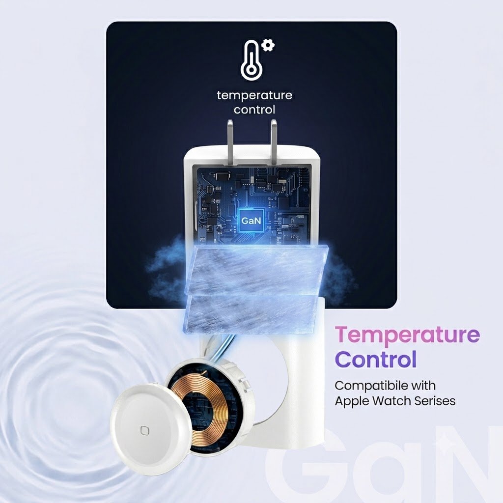 3-in-1 Magnetic Wireless Cordless PD USB-C Wall Charger Block - 20W Fast Charging