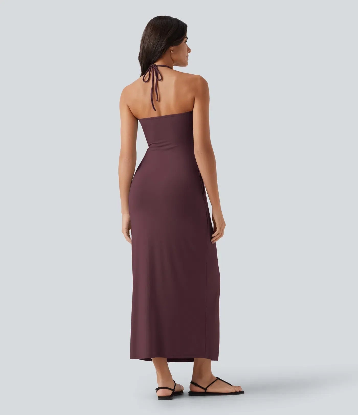 Trovehand Hourglass Bodycon Halter Tie Maxi Dress with Pockets