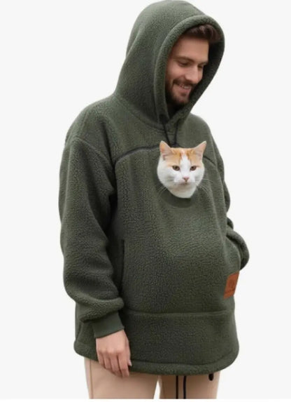 Sherpa Pet Carrier Hoodie – Cozy Cuddle Hoodie with Built-In Pet Pouch
