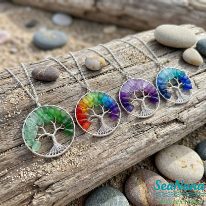 🌳Handmade Tree of Life Sea Glass Necklace