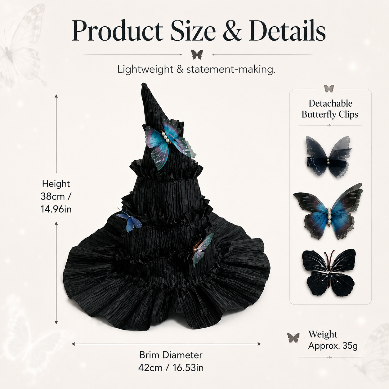 🔥One Hat, Endless Magic – Enchanted Butterfly Witch Hat for Moms & Little Witches