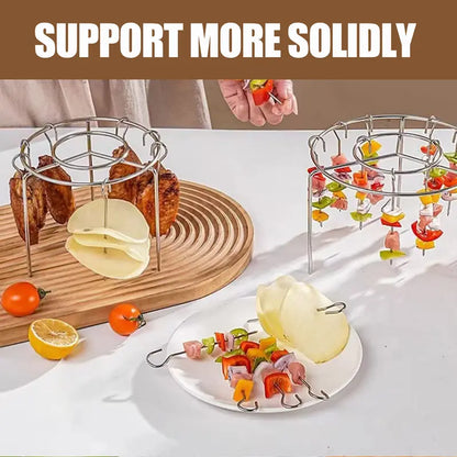 🍢 Turn Mop into Grill | 2-Pack Air Fryer Skewer Rack & Round Stainless Steel Grill Set ⚡