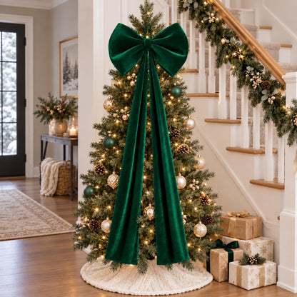 Velvet Christmas Tree Topper Bow, Large Bow for Christmas Tree Decorations
