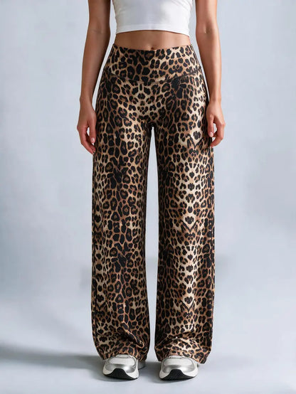 Women’s Light Simple Leopard-Print Wide-Leg Pants ✨
