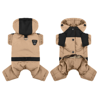 Dog Winter Snowsuit — Graphene Thermal Lining, Full Four-Leg Coverage, Hooded, Water-Resistant