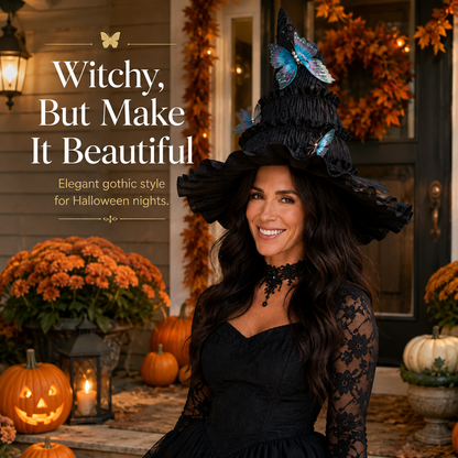 🔥One Hat, Endless Magic – Enchanted Butterfly Witch Hat for Moms & Little Witches
