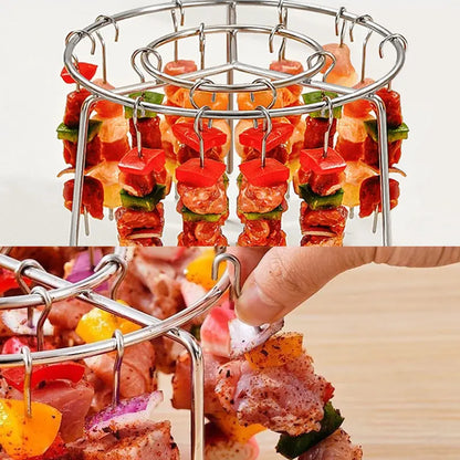 🍢 Turn Mop into Grill | 2-Pack Air Fryer Skewer Rack & Round Stainless Steel Grill Set ⚡