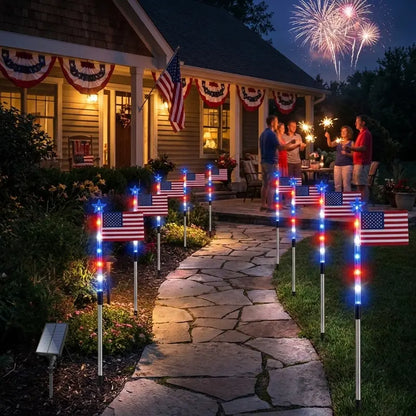 🔥Independence Day Promotion🦅Waterproof Solar 8-Piece Flag Light Set