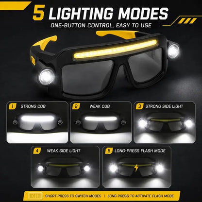 Rechargeable LED Headlamp Glasses - Hand-Wave Sense, Type-C USB Charging 🔦