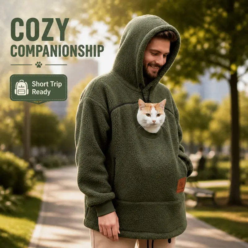 Sherpa pet carrier hoodie for work from home
