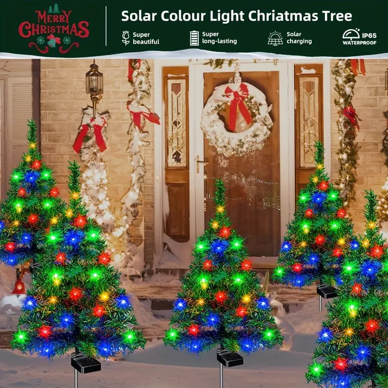 🔥 LAST DAY 49% OFF – Solar Christmas Tree Pathway Lights 🎄✨