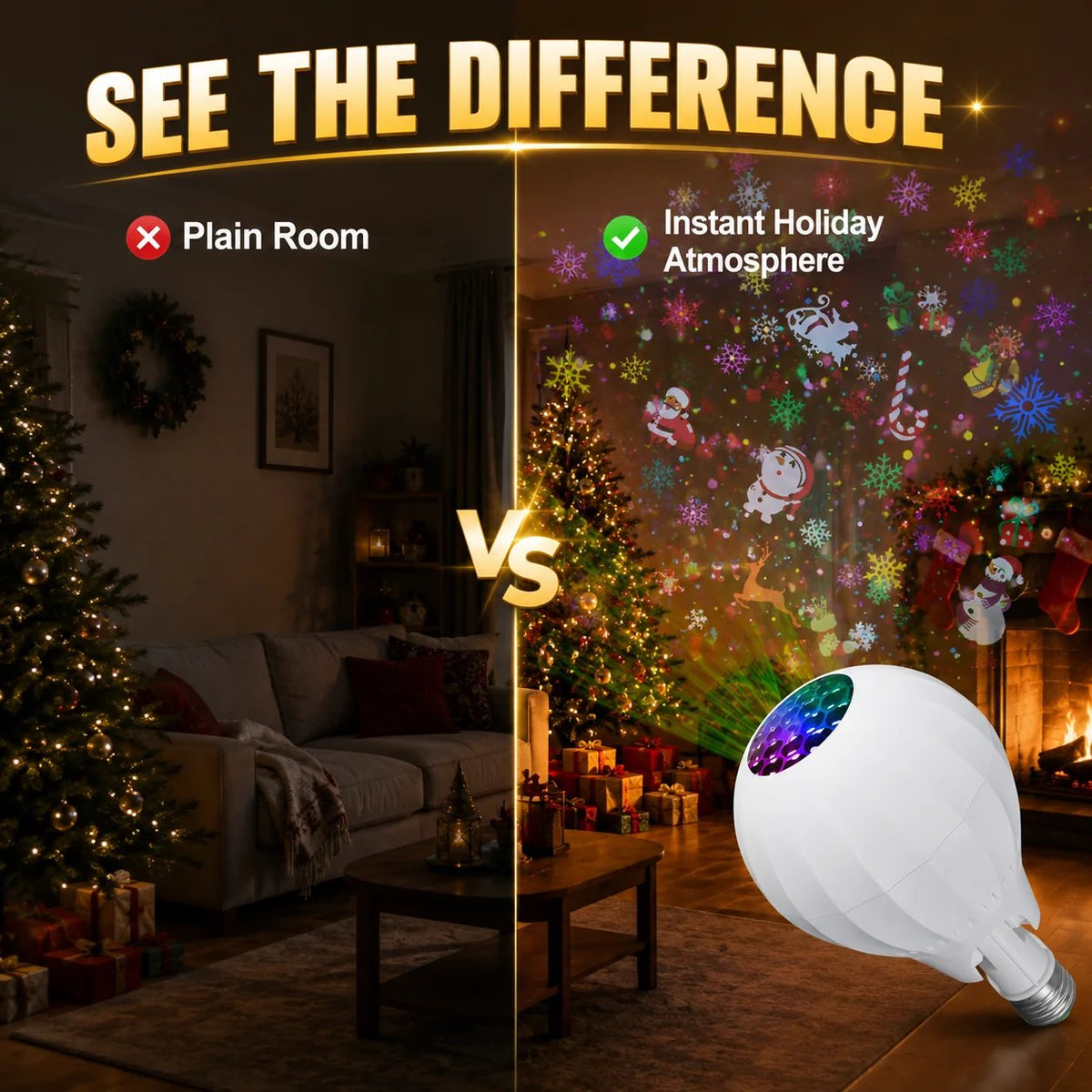 🔥HOT SALE 49% OFF🎅💡Rotating Christmas Projector Bulb