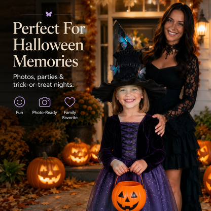 🔥One Hat, Endless Magic – Enchanted Butterfly Witch Hat for Moms & Little Witches