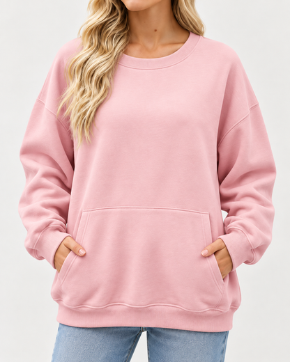 Women's Oversized Long Sleeve Crewneck Sweatshirt with Pocket