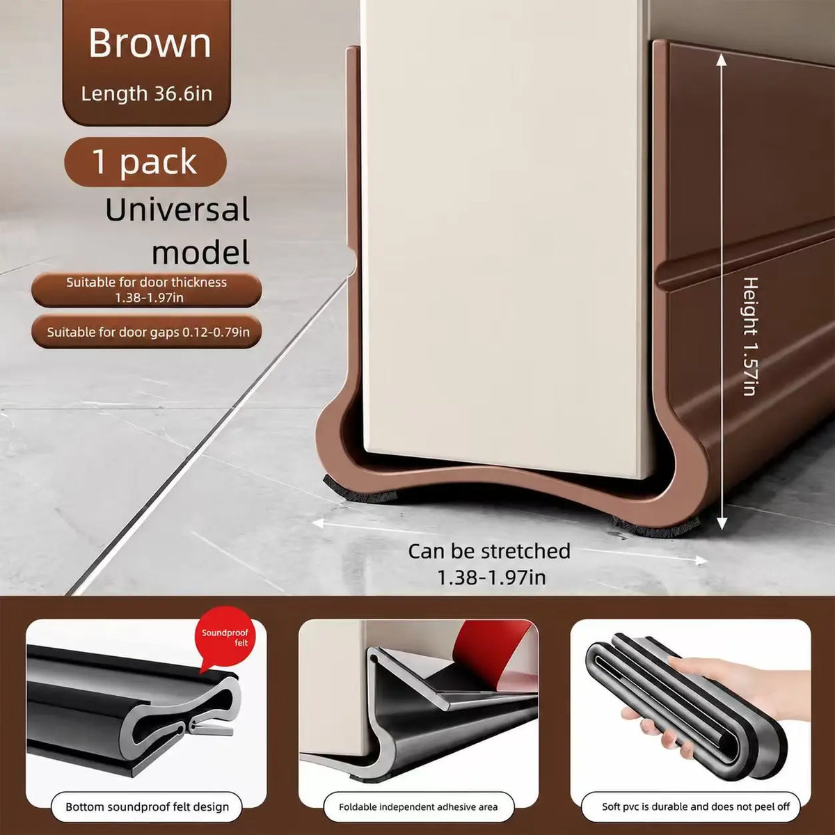 Triple Seal Under-Door Draft Stopper – Self-Adhesive PVC Weather Strip