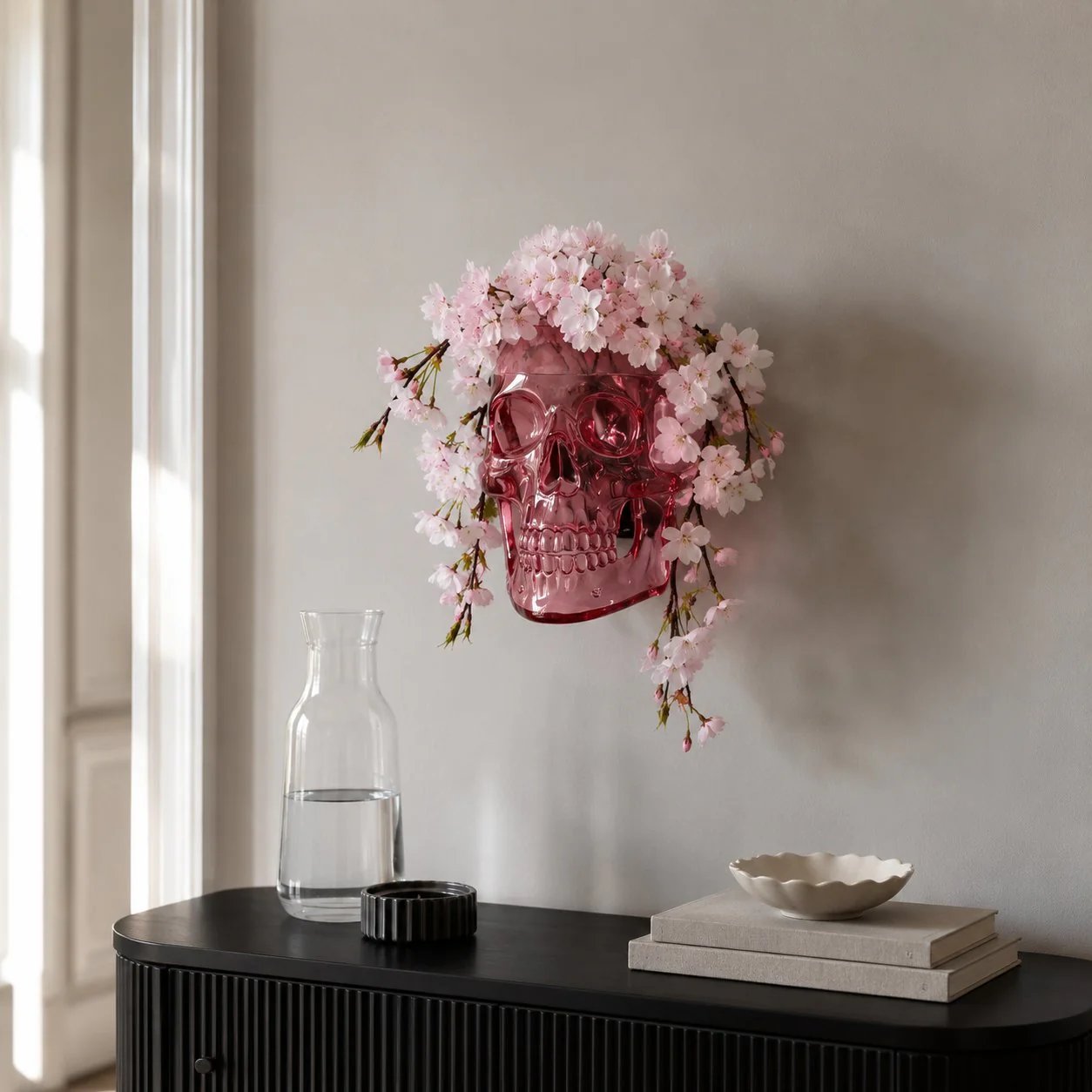 Gothic Skull Wall Vase 💀🌸 – Hangable & Tabletop Freestanding