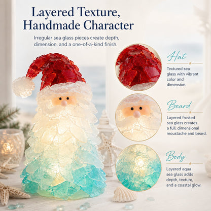 🔥Last Day 49% OFF – 🎅 Beginner-Friendly DIY Lighted Sea Glass Santa Christmas Decor Kit