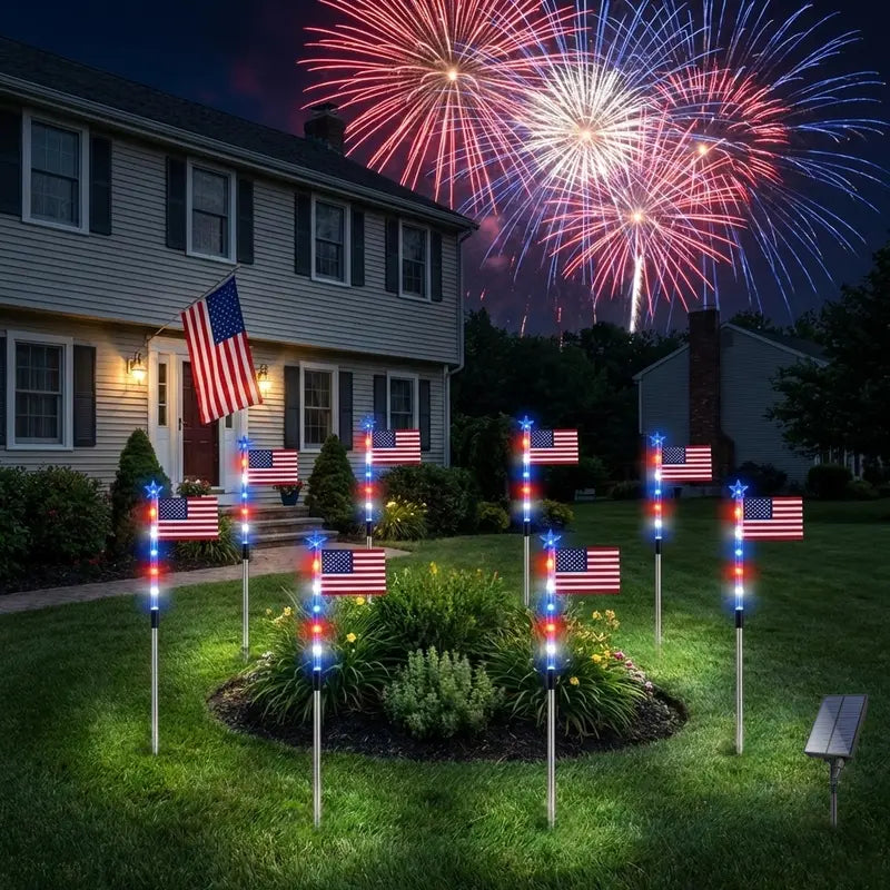 🔥Independence Day Promotion🦅Waterproof Solar 8-Piece Flag Light Set