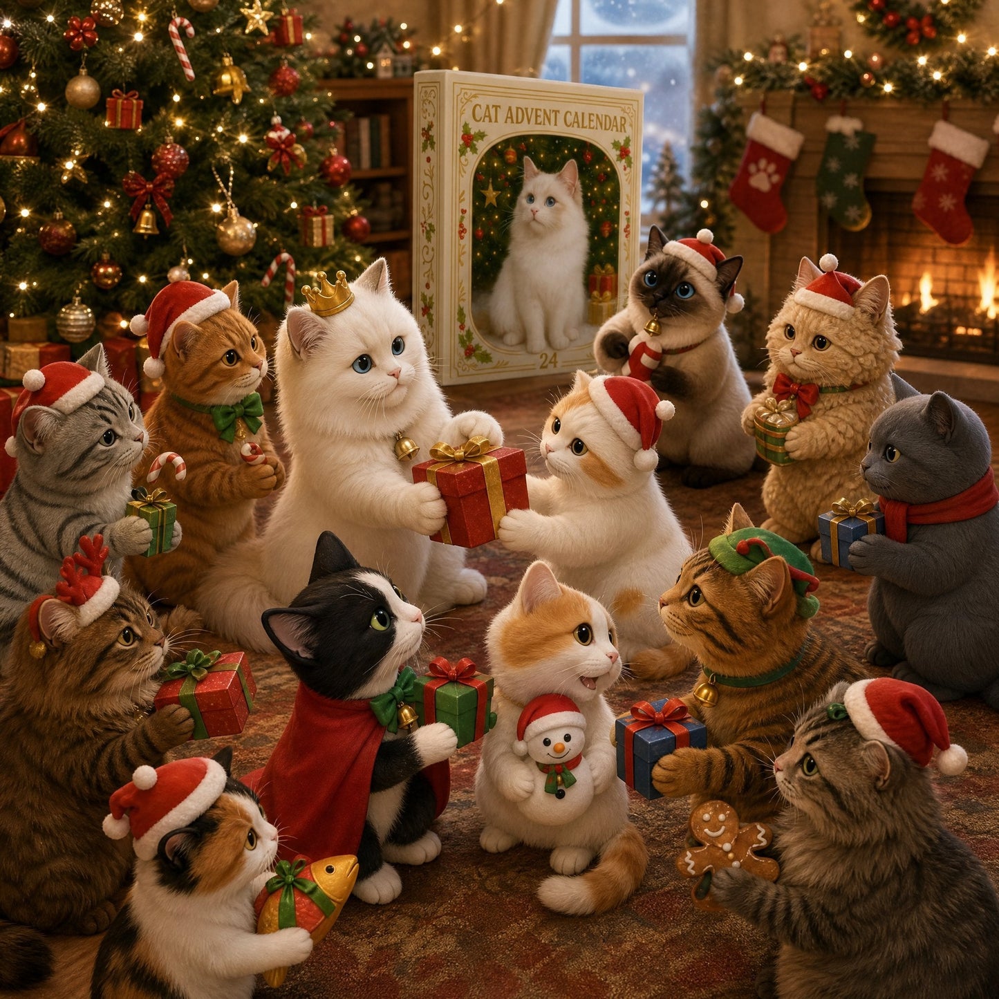 🐈🐈‍⬛2026 Cat Advent Calendar🎁 Gift for Adults Friends Cat Owners and Lovers Christmas Holiday Countdown Gift 24 Designs Cats Charm Christmas Tree Ornament