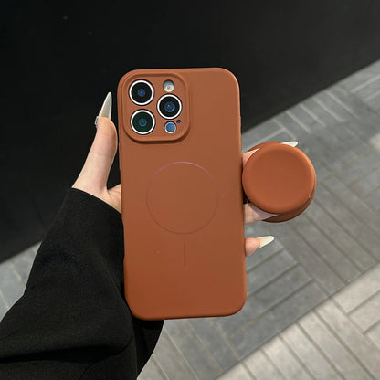 Magnetic Stand Liquid Silicone Full Coverage Phone Case with AI Capture Button for iPhone 18 Pro Max