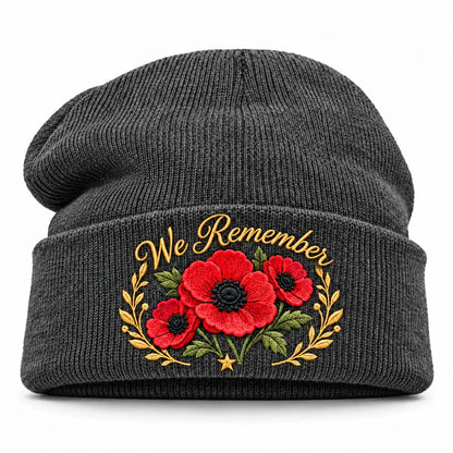 "Lest We Forget" Poppy Embroidered Beanie