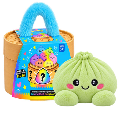Rainbow Dumpling Plush Squishy with Bamboo-Style Steamer Basket – 8 Adorable Colors, Cute Stuffed Toy & Gift