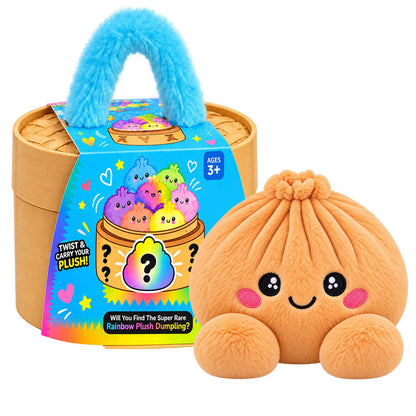 Rainbow Dumpling Plush Squishy with Bamboo-Style Steamer Basket – 8 Adorable Colors, Cute Stuffed Toy & Gift