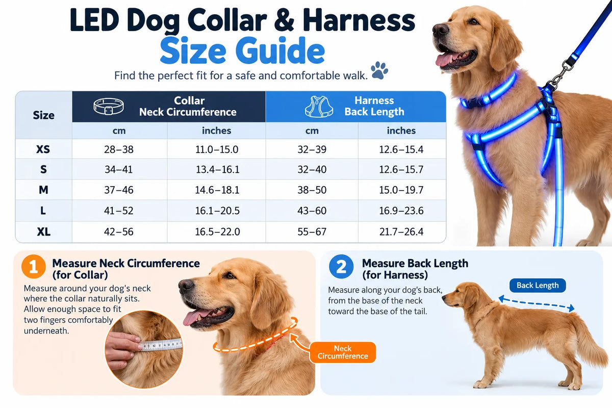 LED Light-Up Dog Harness and Leash Set