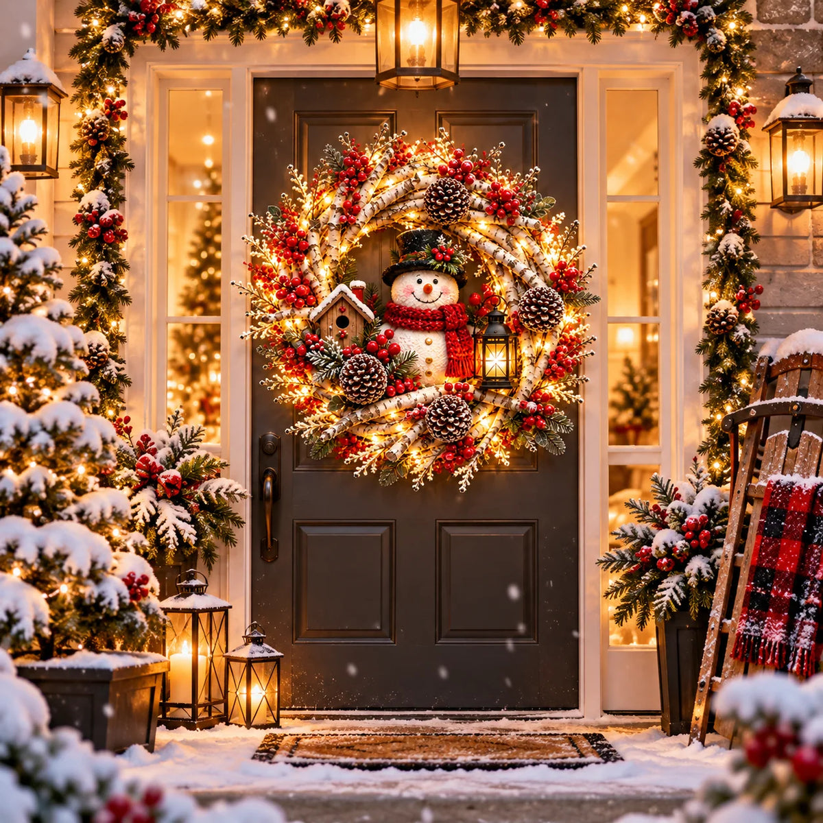 🔥 LAST DAY 49% OFF 🔥 Snowy Birch Cardinal Wreath™ – Lighted Christmas Door Wreath with Paired Red Cardinals, Berries & Pinecones ❤️🎄✨