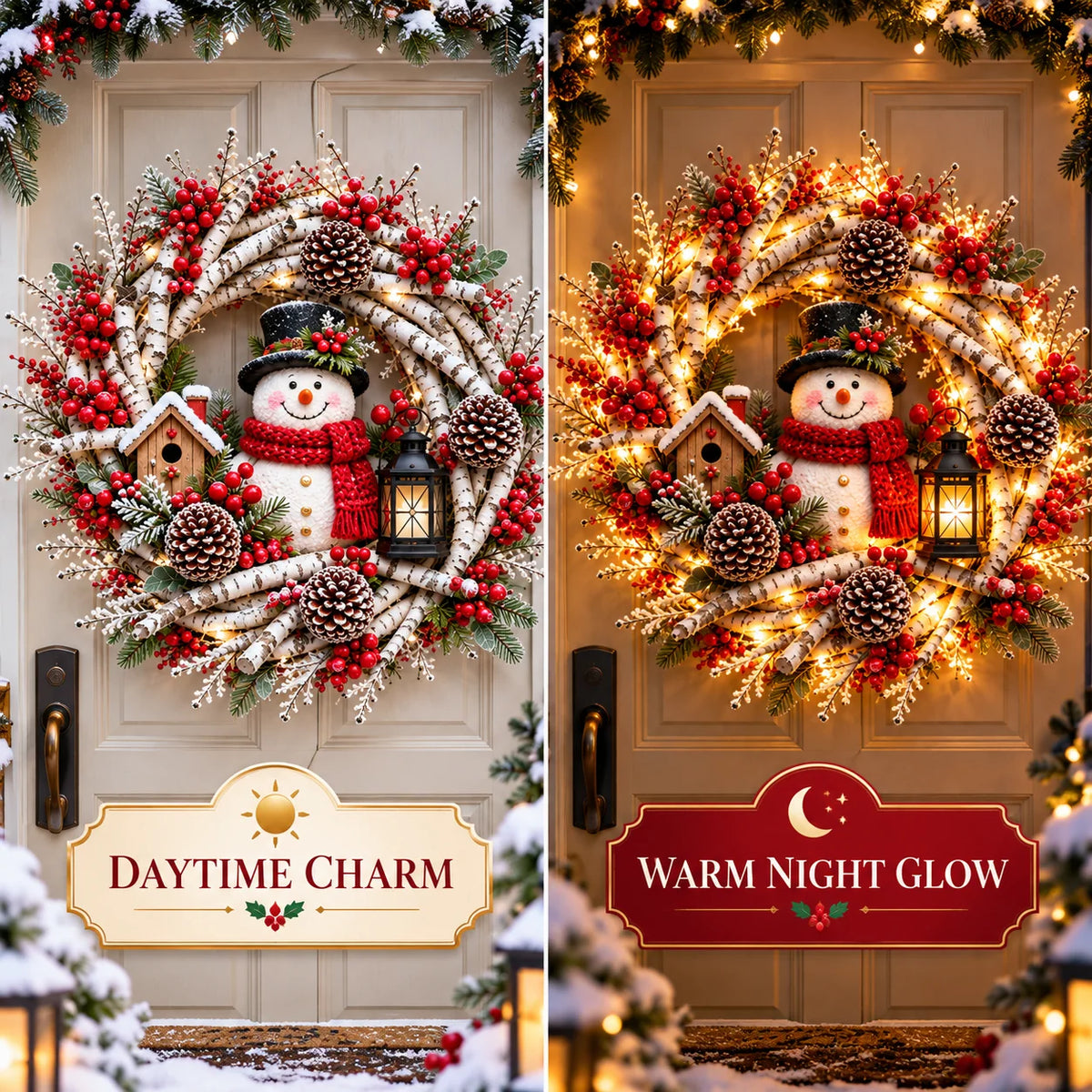 🔥 LAST DAY 49% OFF 🔥 Snowy Birch Cardinal Wreath™ – Lighted Christmas Door Wreath with Paired Red Cardinals, Berries & Pinecones ❤️🎄✨