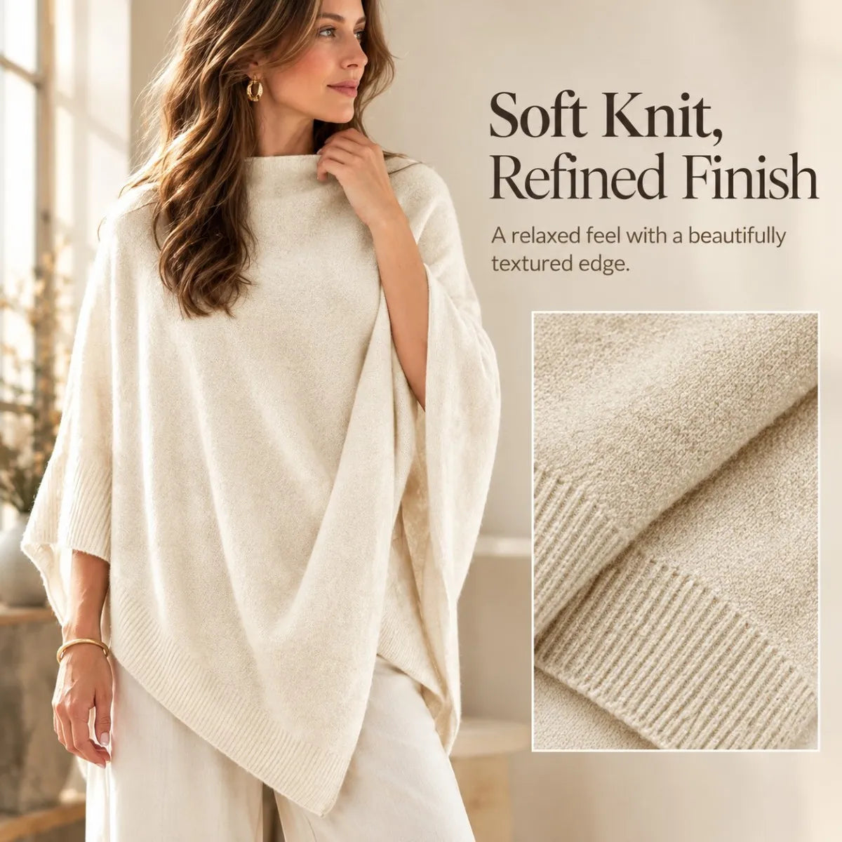 🍂✨ New Autumn Poncho – Soft Knit Cape-Style Shawl for Effortless Layering