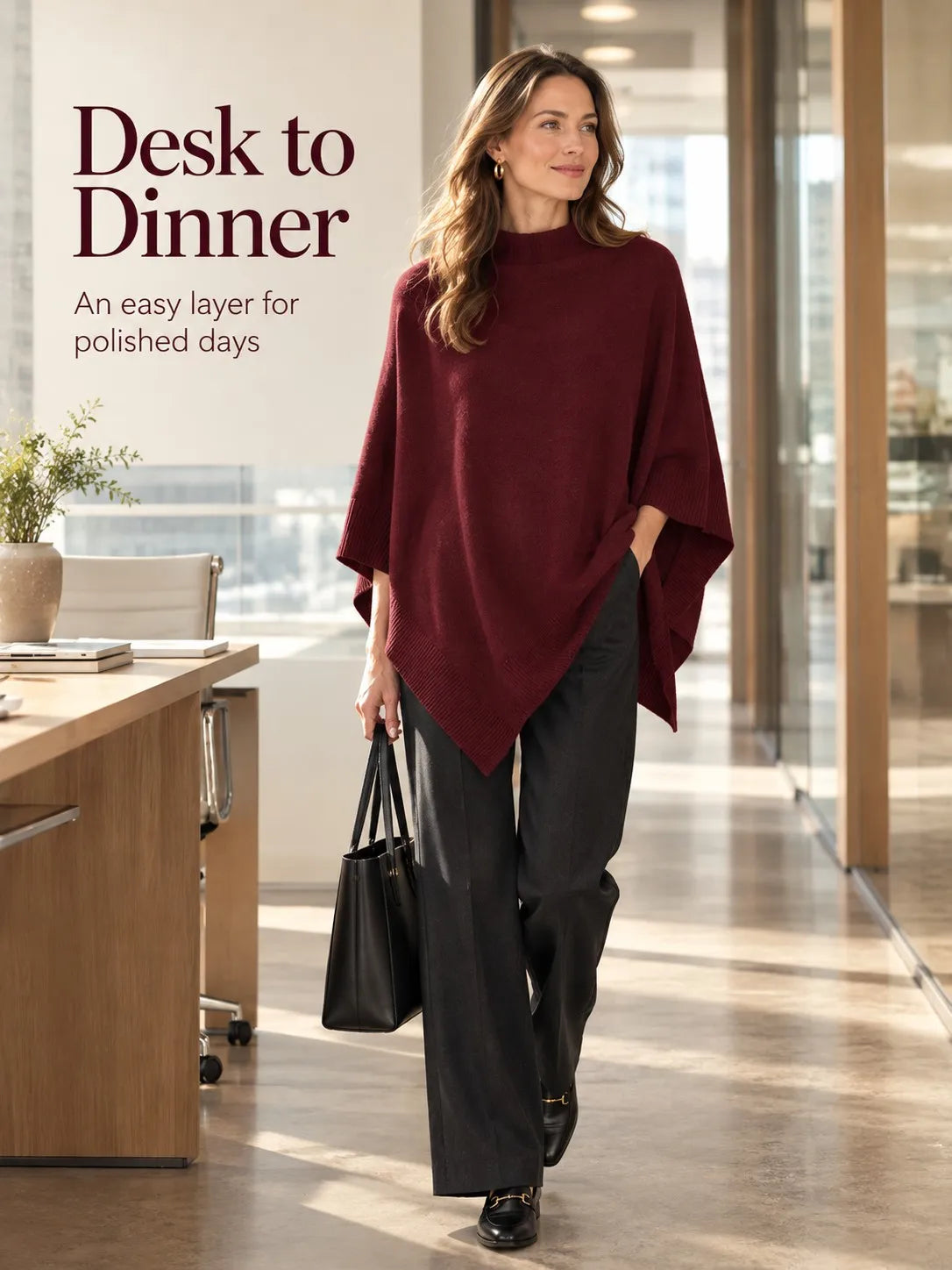 🍂✨ New Autumn Poncho – Soft Knit Cape-Style Shawl for Effortless Layering