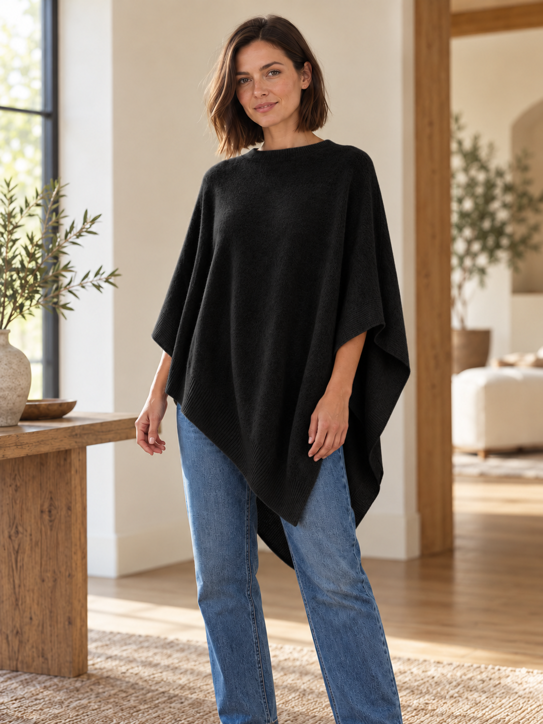 🍂✨ New Autumn Poncho – Soft Knit Cape-Style Shawl for Effortless Layering