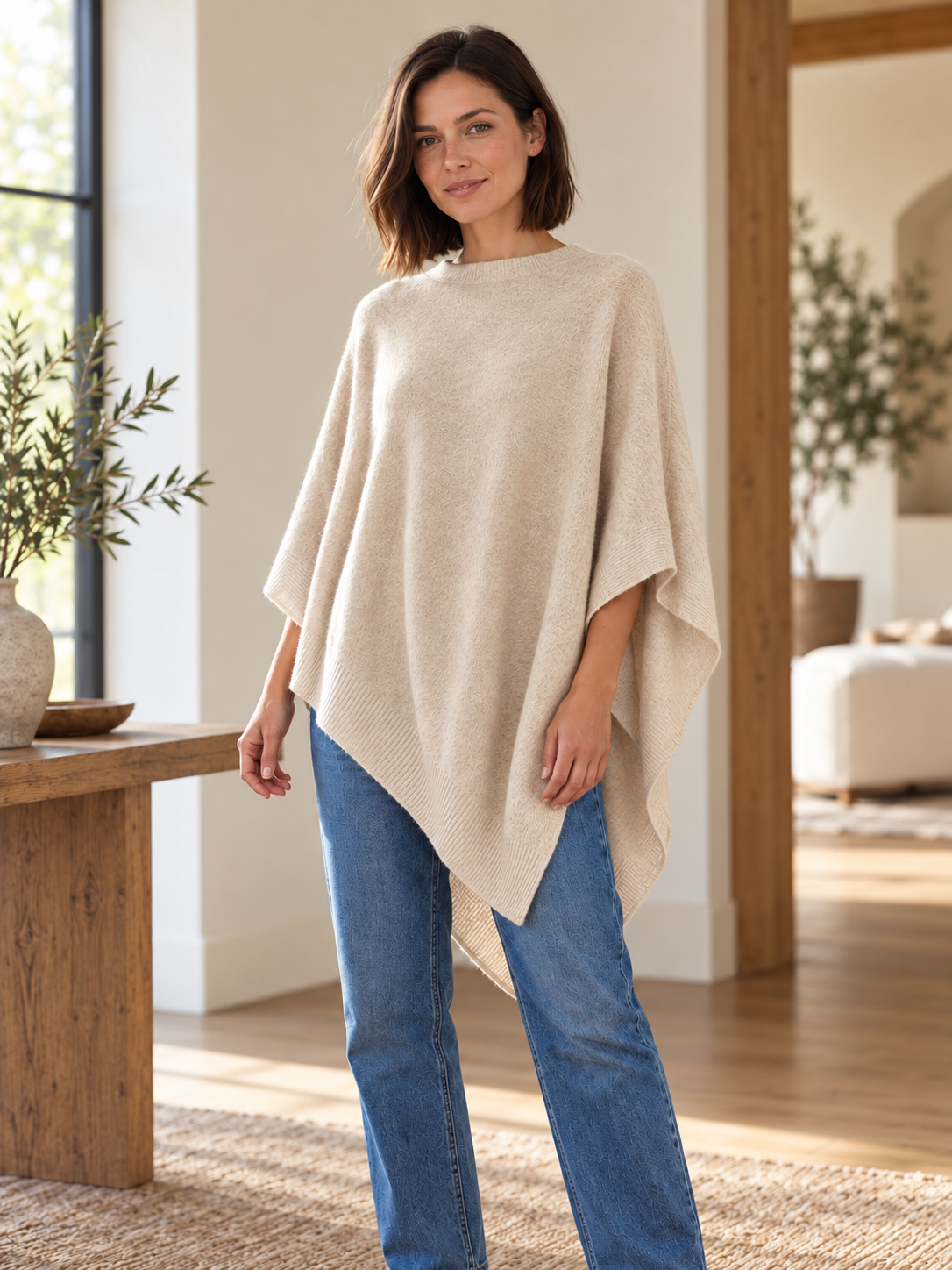 🍂✨ New Autumn Poncho – Soft Knit Cape-Style Shawl for Effortless Layering