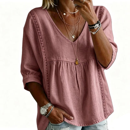 Women's Chic Loose-Fit V-Neck Lace Blouse