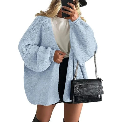 Women's Oversized Cardigan Sweater Fall Long Lantern Sleeve Knit Open Front Lightweight Sweater Knitwear Tops