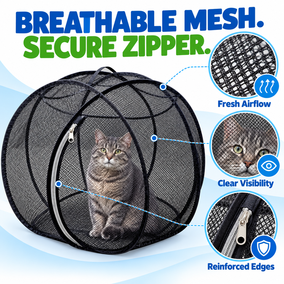 🐱🌿 Achandise Cat Haven™ – Pop-Up Mesh Playpen