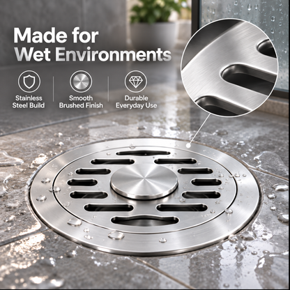 🚿 Stainless Steel Floor Drain with Odor-Blocking Core & Fast Drainage