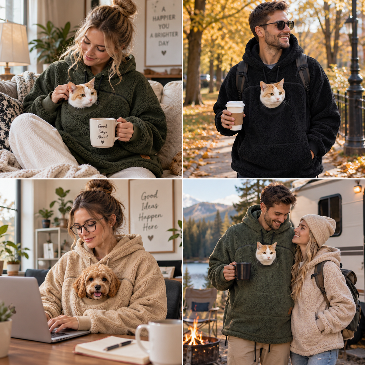 Sherpa Pet Carrier Hoodie – Cozy Cuddle Hoodie with Built-In Pet Pouch