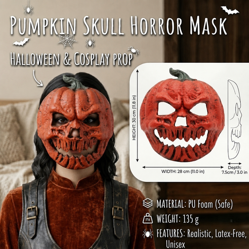 🔥LAST DAY 50% OFF -The Evil Jack-O'-Lantern🎃 Premium Pumpkin Skull Horror Mask